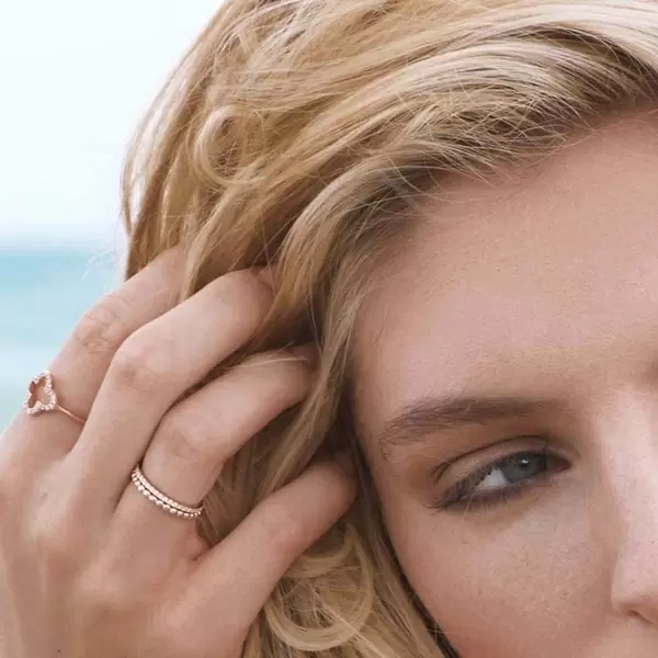 Leaf Jewelry Ball-Ring, 18 K Rosegold vergoldet, Größe 46 Kostenloser Versand international