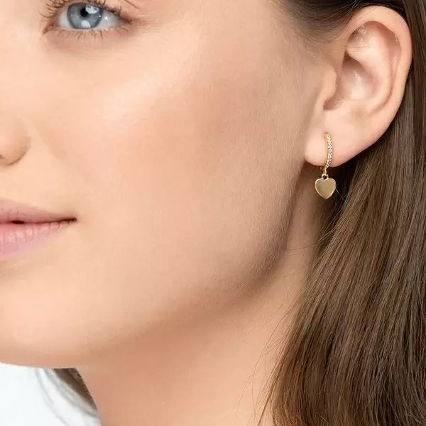 Leaf Jewelry Single Creole HEART/Zirkonia, 18 K Gelbgold vergoldet 2025