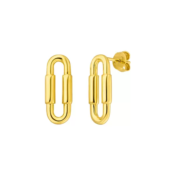 Leaf Jewelry Silber Ohrstecker, Gelbgold, Karabiner Outlet