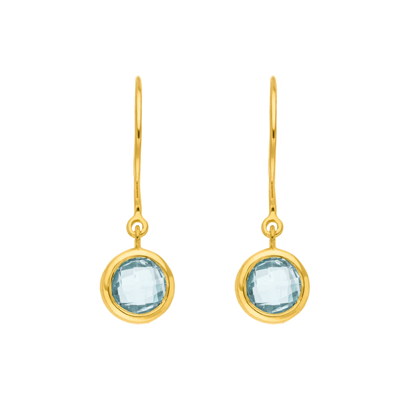 Leaf Jewelry Ohrhänger Solitär, Blauer Topaz, 18 K Gelbgold vergoldet Verkauf