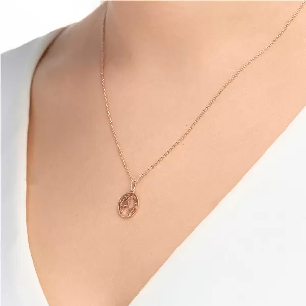 Leaf Jewelry Halskette Weltkugel, 18 K Rosegold vergoldet Online Outlet