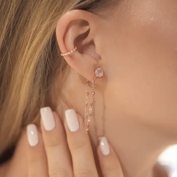 Leaf Jewelry Ohrhänger Flying Gems, Rosenquarz, 18 K Rosegold vergoldet Saisonale Angebote