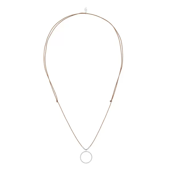 Leaf Jewelry Glückshalskettchen Circle, 925 Sterlingsilber, Beige Räumungsverkauf