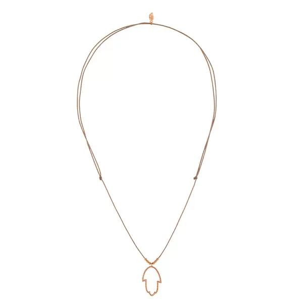 Leaf Jewelry Glückshalskettchen Fatima's Hand, 18 K Rosegold, Beige Riesige Ersparnisse