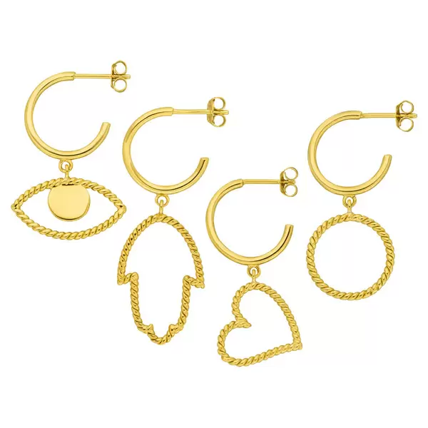 Leaf Jewelry Single Creole Evil Eye Twist, 18 K Gelbgold vergoldet Bis zu 55% Rabatt
