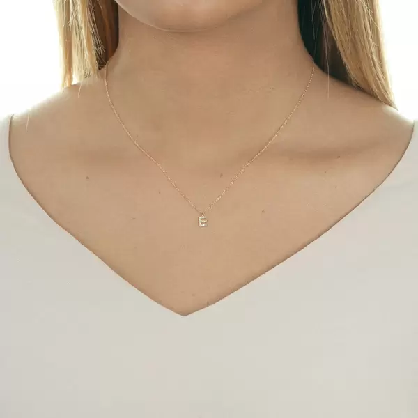 Leaf Jewelry Halskette Letter "E", 14 K Rosegold mit Diamanten Kostenloser Versand international