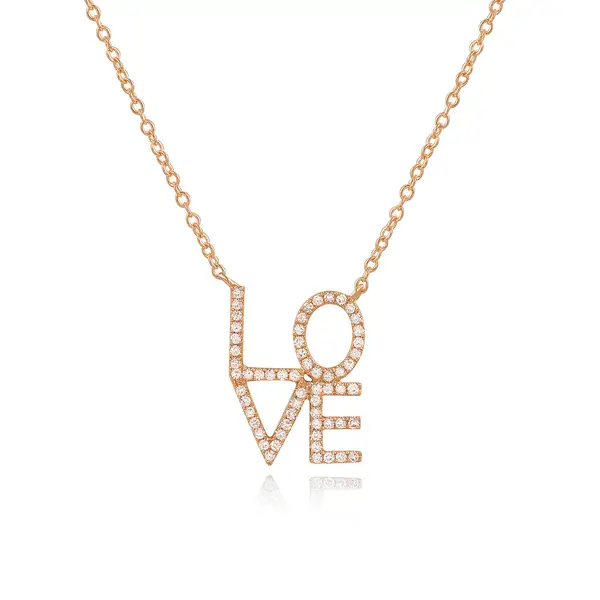 Leaf Jewelry Halskette Love mit Diamanten, 18 K Roségold Fabrikladen