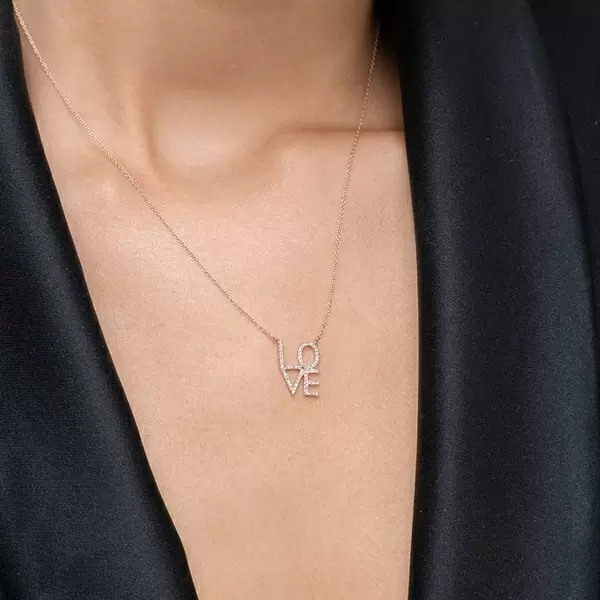 Leaf Jewelry Halskette Love mit Diamanten, 18 K Roségold Fabrikladen