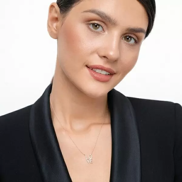Leaf Jewelry Halskette Love mit Diamanten, 18 K Roségold Fabrikladen