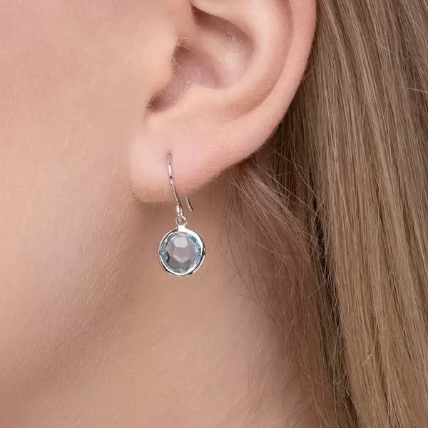 Leaf Jewelry Ohrringe Blauer Topas, 14 K Weißgold Im Verkauf