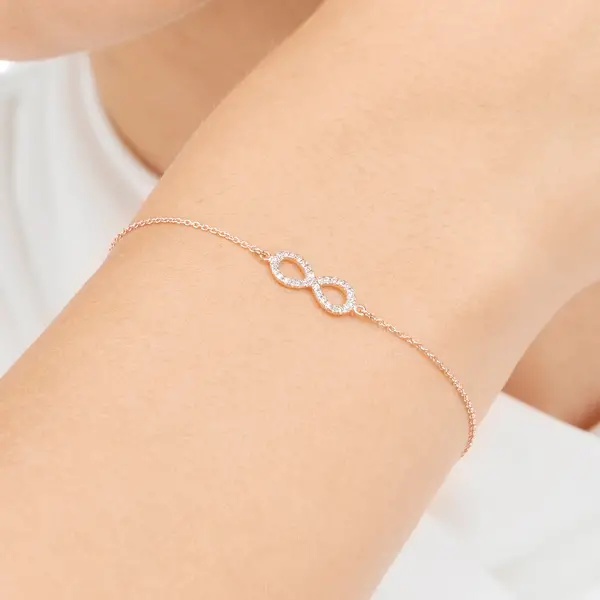 Leaf Jewelry Armkette Infinity mit Diamanten, 18 K Roségold zollfrei