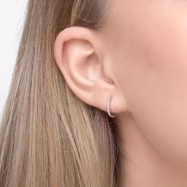 Leaf Jewelry Creole Circle XS mit Diamanten, 12mm, 18 Weißgold 50% Rabatt für begrenzte Zeit