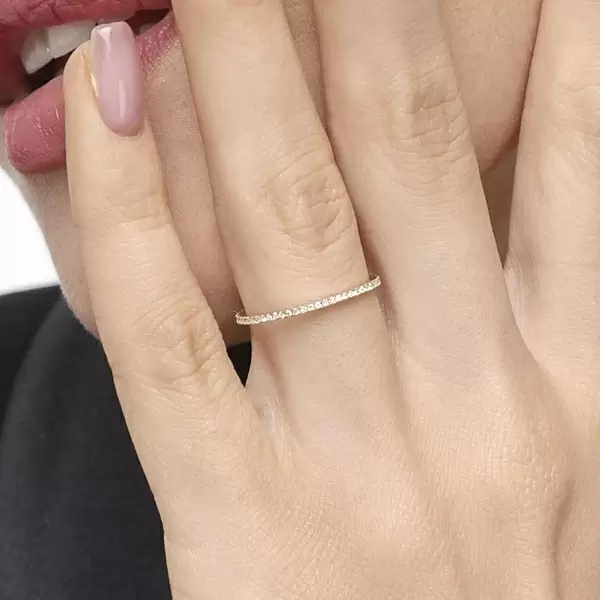 Leaf Jewelry Memoryring mit Diamanten, 18 K Gelbgold Online