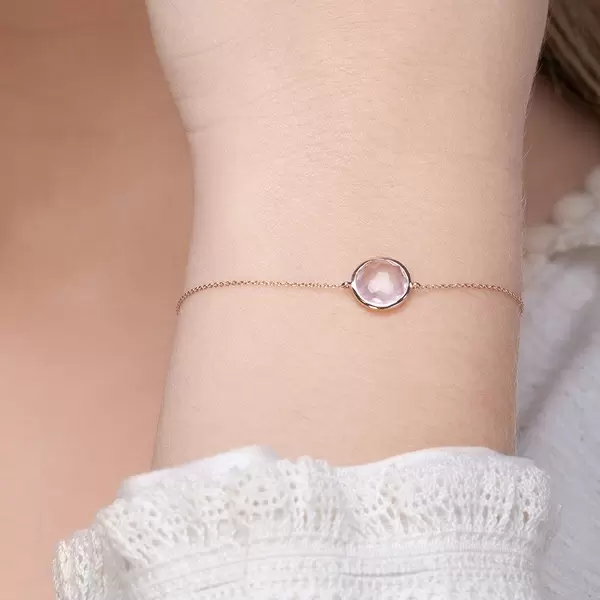 Leaf Jewelry Armkette Rosenquarz, 14 K Roségold Auslauf