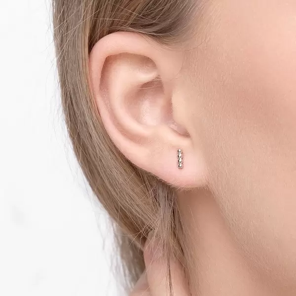 Leaf Jewelry Ohrstecker 4 Kugel, 14K Weißgold Verkauf
