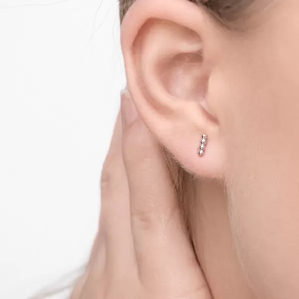 Leaf Jewelry Ohrstecker 4 Kugel, 14K Weißgold Verkauf