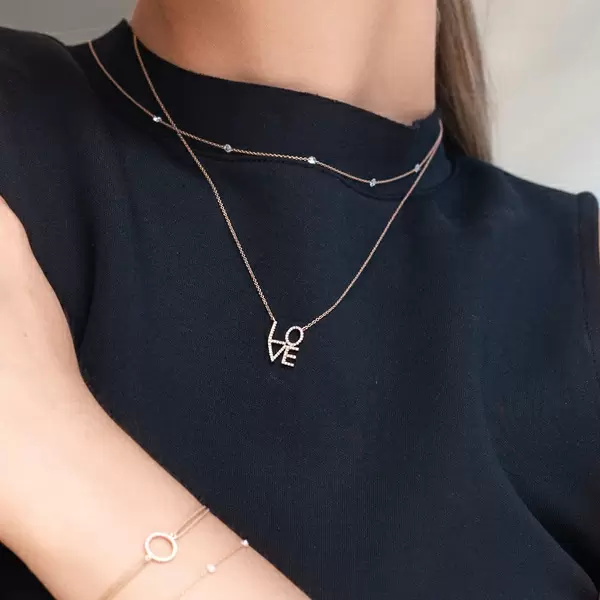 Leaf Jewelry Halskette Love mit Diamanten, 18 K Weissgold Angebote