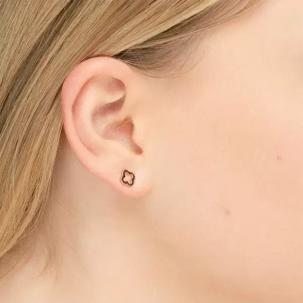 Leaf Jewelry Ohrstecker Clover, 14 K Rosegold im Angebot