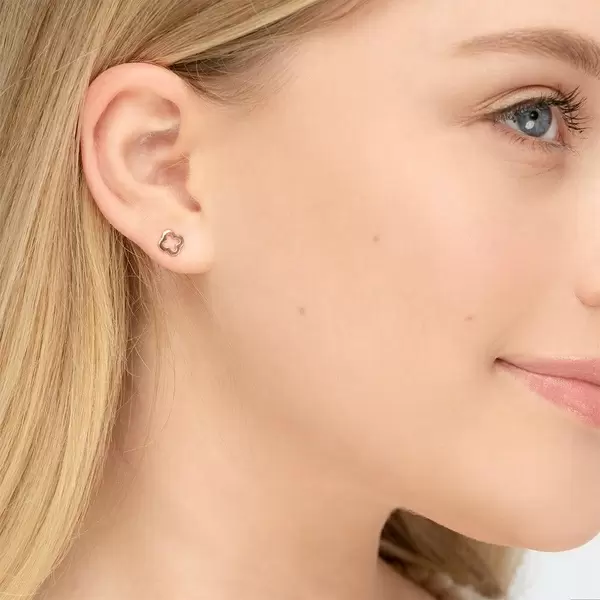 Leaf Jewelry Ohrstecker Clover, 14 K Rosegold im Angebot
