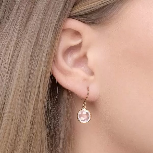Leaf Jewelry Ohrringe Rosenquarz, 14 K Gelbgold Meist gekauft