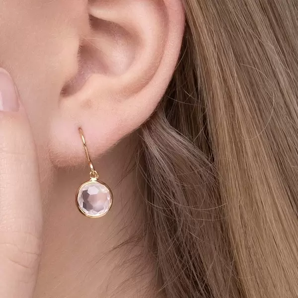 Leaf Jewelry Ohrringe Rosenquarz, 14 K Gelbgold Meist gekauft