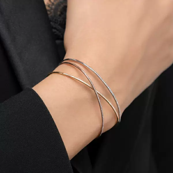 Leaf Jewelry Armreif Circle mit Diamanten, 18 K Weißgold Kostenloser Versand