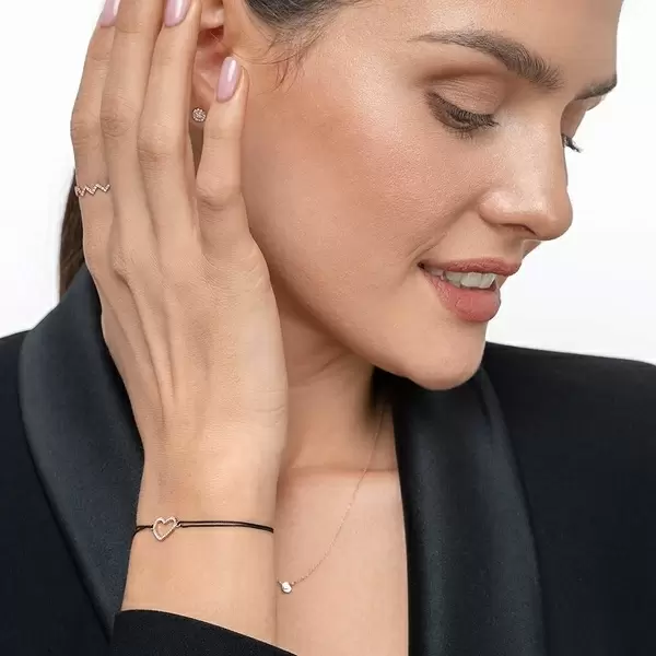 Leaf Jewelry Glückarmband Herz mit Diamanten, 18 K Rosegold, Beige Rabatt