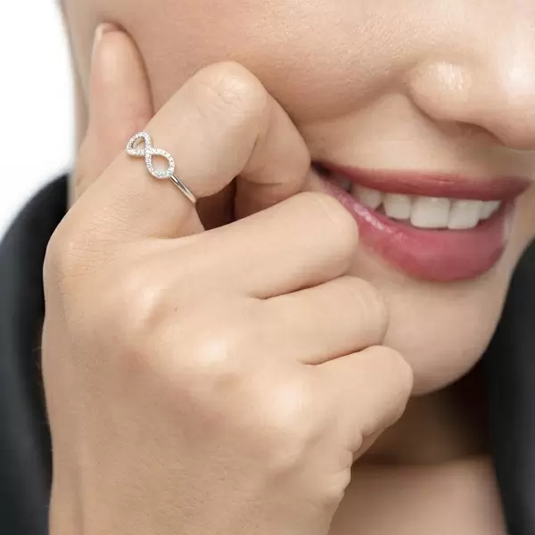 Leaf Jewelry Infinityring mit Diamanten, 18 K Weißgold Günstig kaufen