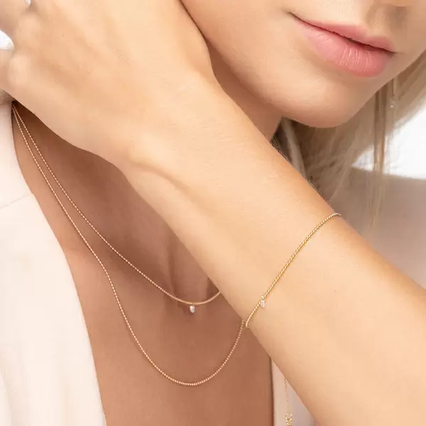 Leaf Jewelry Armkette Pure Ball Chain, Diamant, 14 K Gelbgold Versandkostenfrei