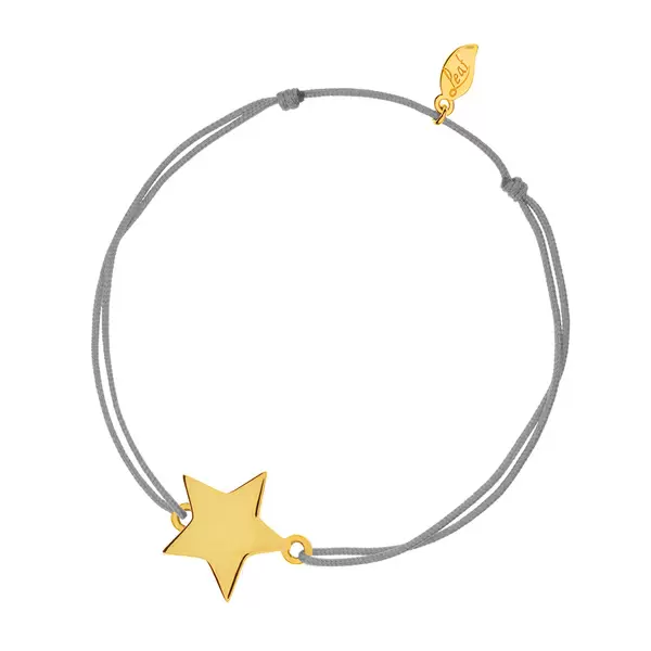 Leaf Jewelry Glücksbändchen Star-Disc, matt, Gelbgold vergoldet , Grau Bestseller