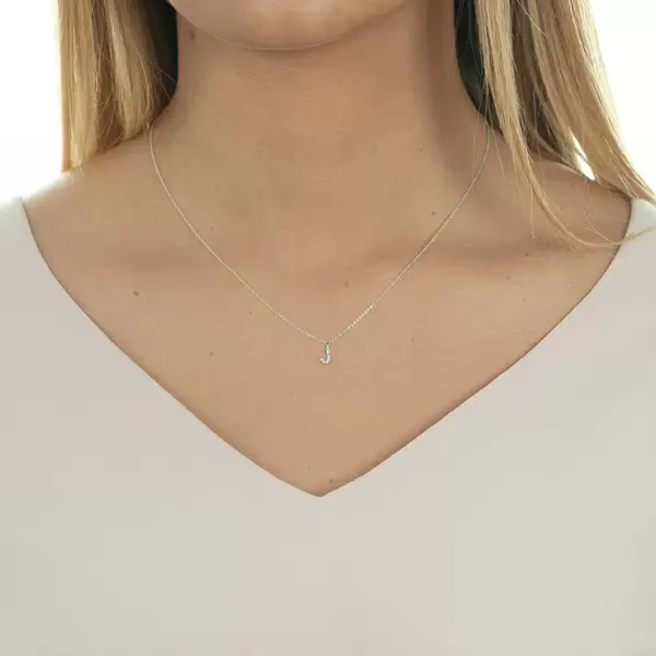 Leaf Jewelry Halskette Letter "J", 14 K Weißgold mit Diamanten Bis zu 65% Rabatt