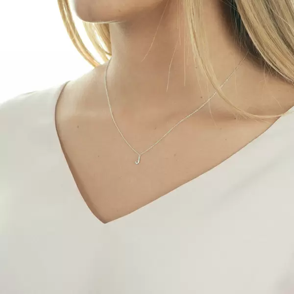 Leaf Jewelry Halskette Letter "J", 14 K Weißgold mit Diamanten Bis zu 65% Rabatt