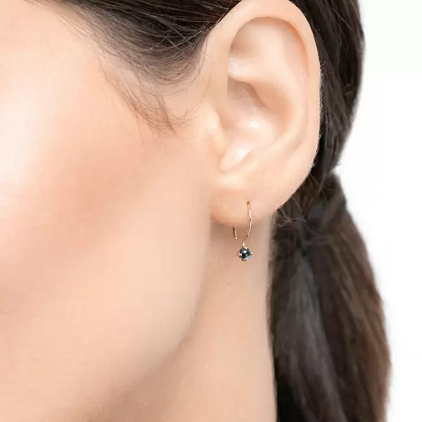 Leaf Jewelry Ohrringe Cabochon, Blaue Topas, 14 K Roségold Nur für heute