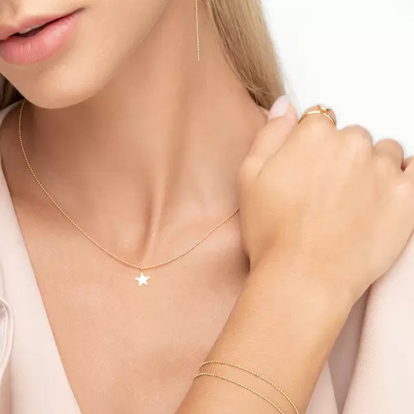 Leaf Jewelry Halskette STAR, 14 K Gelbgold Sonderangebot der Fabrik