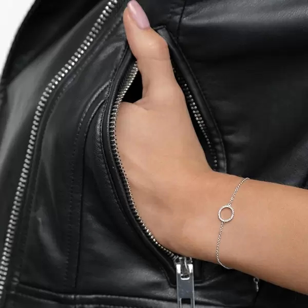 Leaf Jewelry Armkette Circle mit Diamanten, 18 K Weißgold Discount Store für neue Produkte