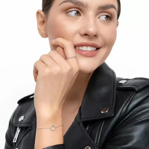 Leaf Jewelry Armkette Circle mit Diamanten, 18 K Weißgold Discount Store für neue Produkte