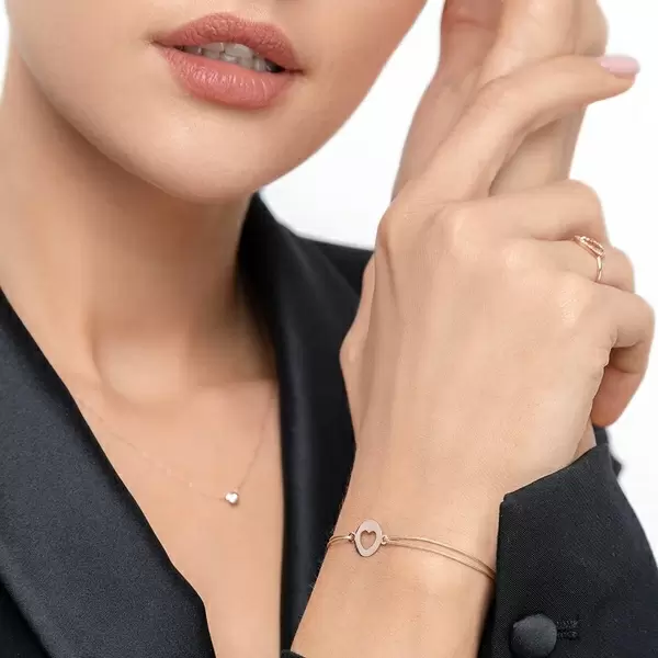 Leaf Jewelry Glücksbändchen Heart, 14 K Rosegold, Beige Super Rabatt