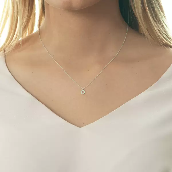 Leaf Jewelry Halskette Letter "O", 14 K Weißgold mit Diamanten Riesige Rabatte