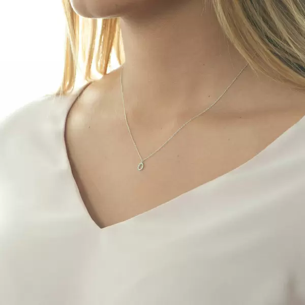 Leaf Jewelry Halskette Letter "O", 14 K Weißgold mit Diamanten Riesige Rabatte