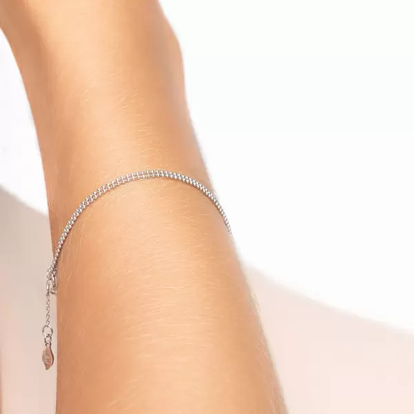 Leaf Jewelry Armkette Ball Chain Double, 14 K Weißgold 50% Rabatt mit kostenlosem Versand