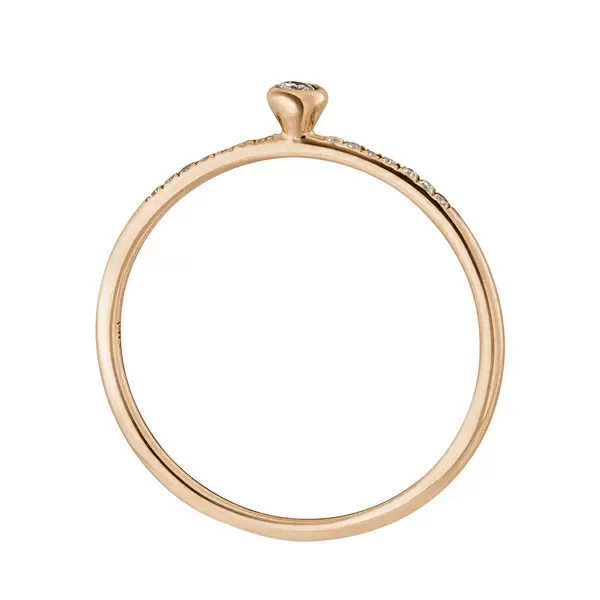 Leaf Jewelry Ring Petite, White Diamond, 14 K Rosegold Kostenloser Versand international