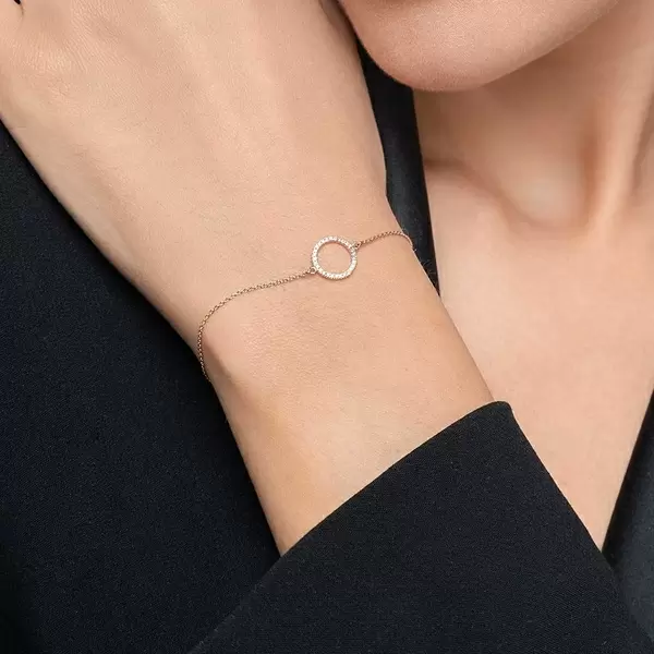 Leaf Jewelry Armkette Circle mit Diamanten, 18 K Roségold Fabrikladen