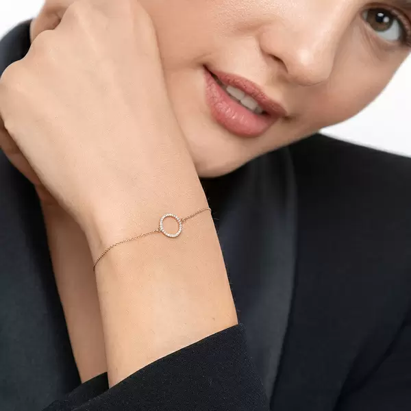 Leaf Jewelry Armkette Circle mit Diamanten, 18 K Roségold Fabrikladen
