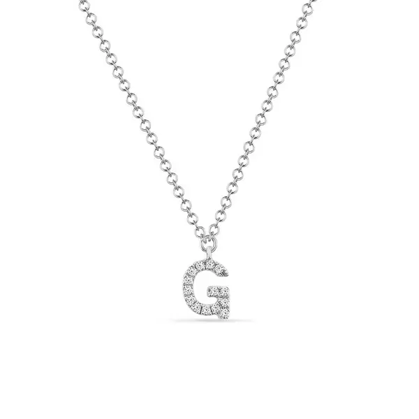 Leaf Jewelry Halskette Letter "G", 14 K Weißgold mit Diamanten Begrenzt auf 3 Tage