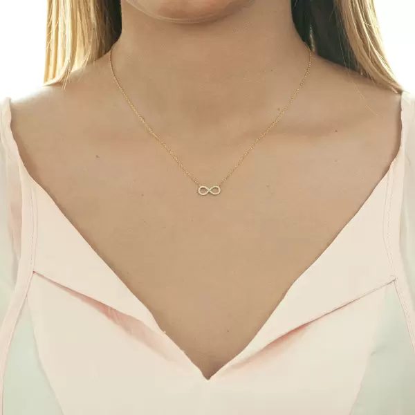 Leaf Jewelry Halskette Infinity mit Diamanten, 18 K Gelbgold Speichern exportieren
