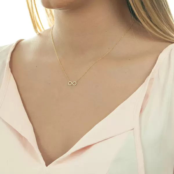 Leaf Jewelry Halskette Infinity mit Diamanten, 18 K Gelbgold Speichern exportieren