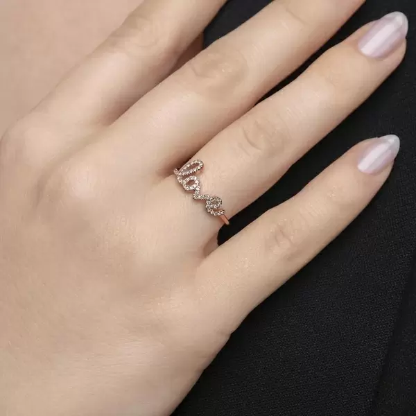 Leaf Jewelry Ring Love 18K Roségold mit Diamanten 2025