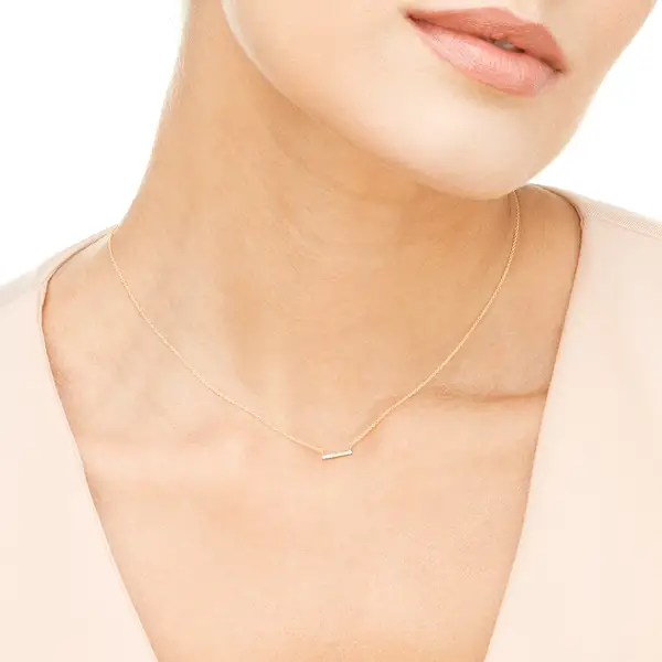 Leaf Jewelry Halskette Horizontal Bar, Diamant, 14 K Gelbgold Outlet