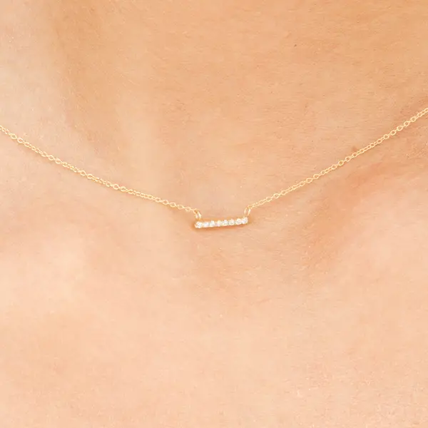 Leaf Jewelry Halskette Horizontal Bar, Diamant, 14 K Gelbgold Outlet