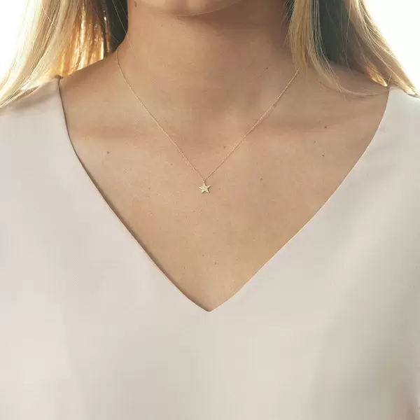 Leaf Jewelry Halskette Stern mit Diamanten, 18 K Gelbgold Blitzverkäufe